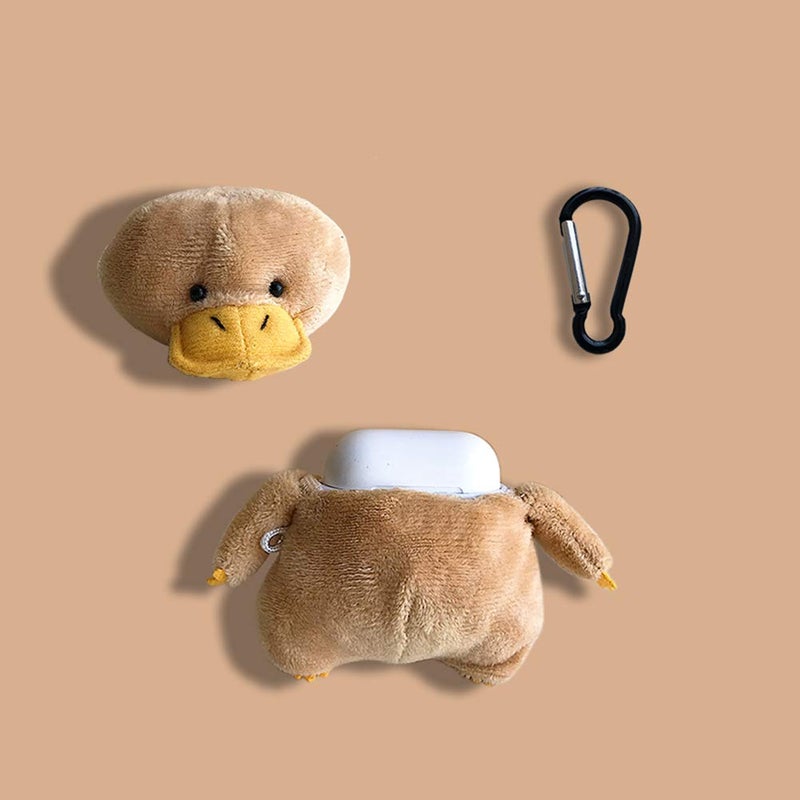 SGVAHY Furry Case for AirPods 1&2 Funny Cute 3D Cartoon Plush Design Duck Soft Warm Fluffy Cover with Keychain Kawaii Anti-Fall Protective Case Women Girls - Image 2